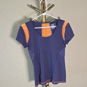 Lucky in Love Navy and Orange Short Sleeve Top